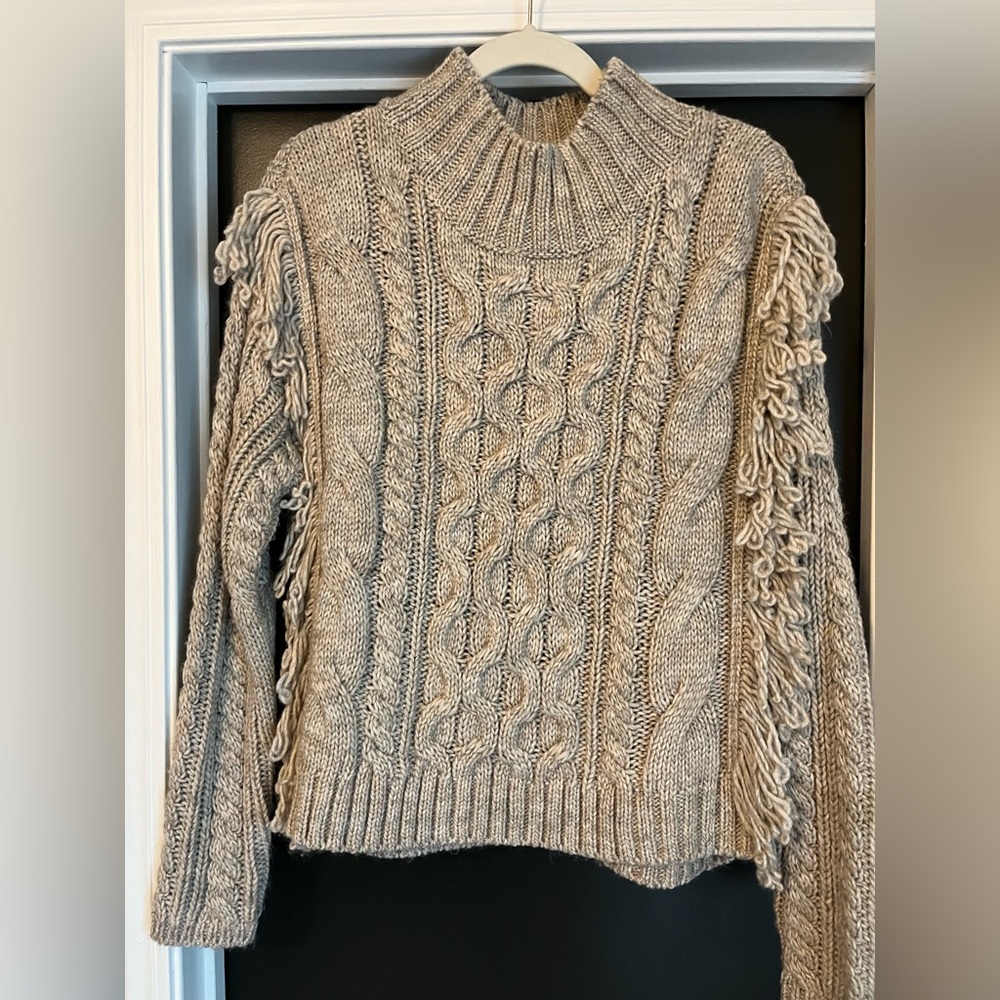 Cable Knit Mock Turtleneck Sweater